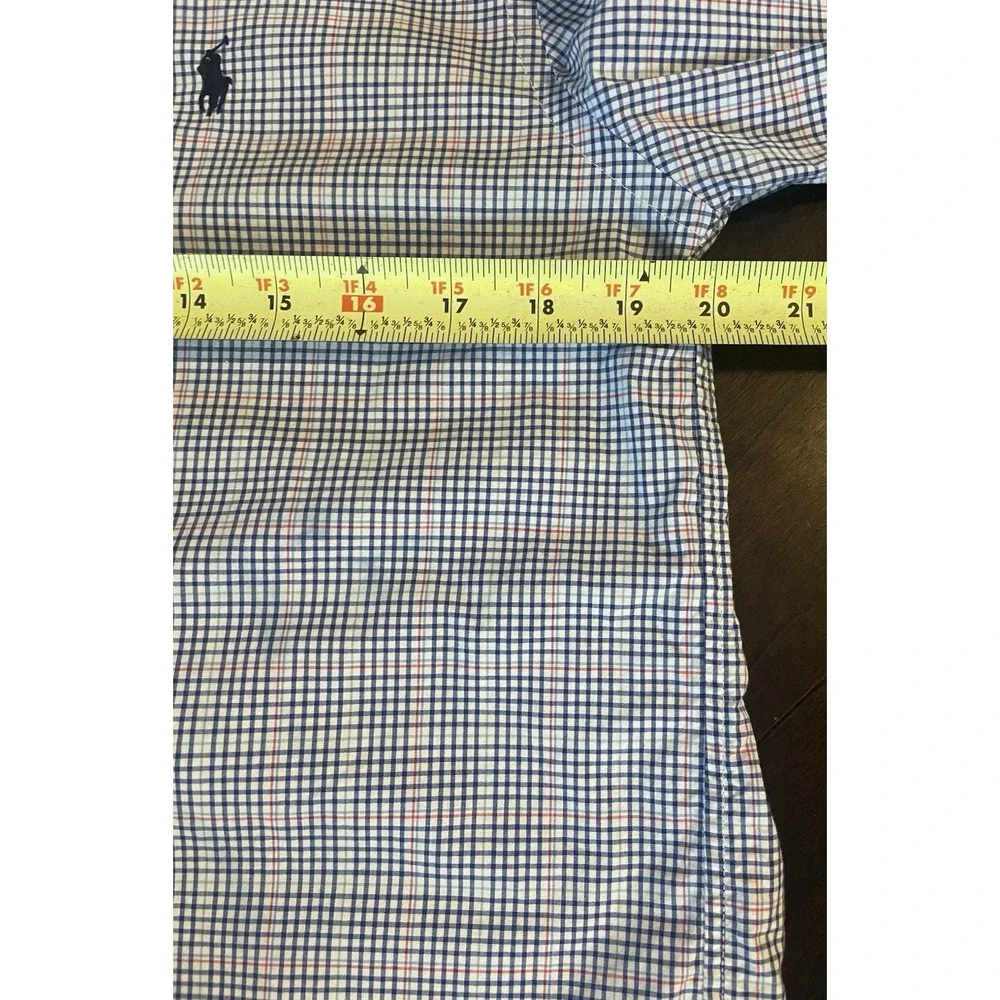 Ralph Lauren Button Down Shirt Boys XL 18-20 Blue White Check Long Sleeve Preppy